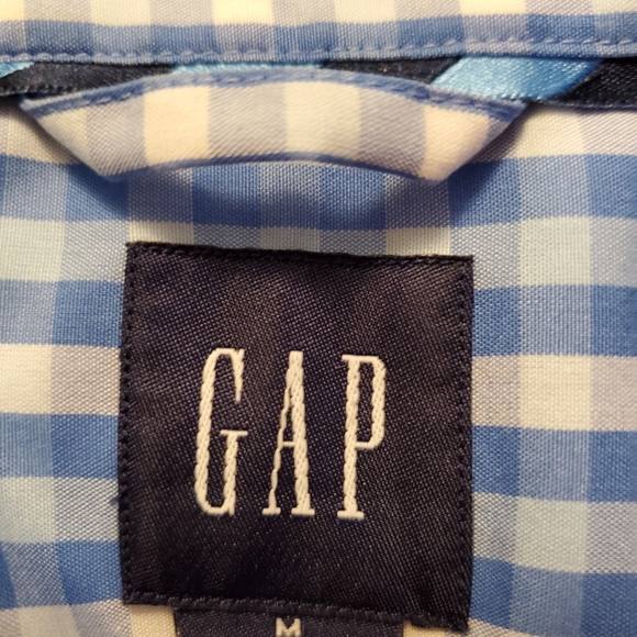 Gap Classic Fit Blue Gingham Check Shirt 100% Cotton Medium - Picture 2 of 4